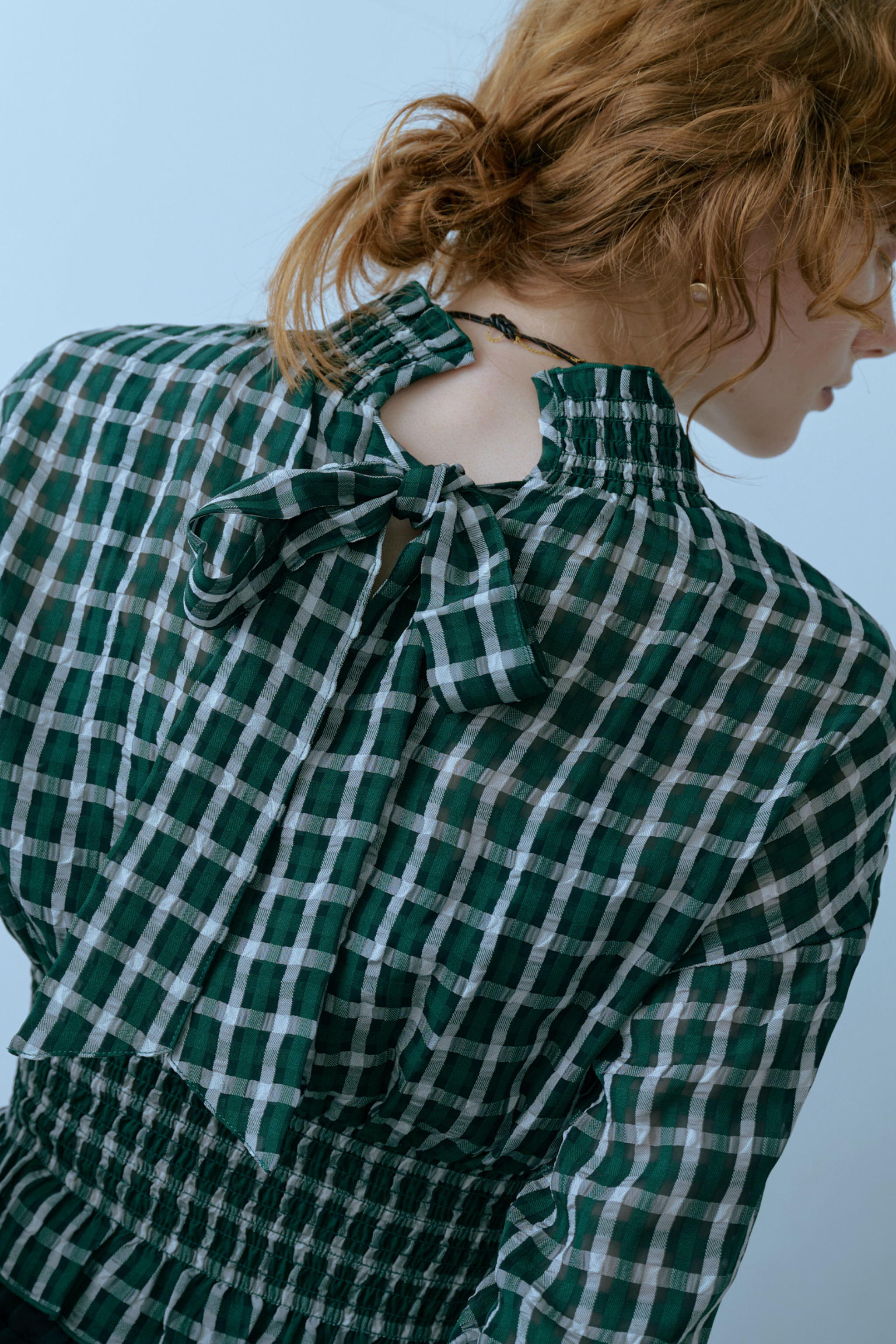 Shirring Check Blouse – Lil Ambition