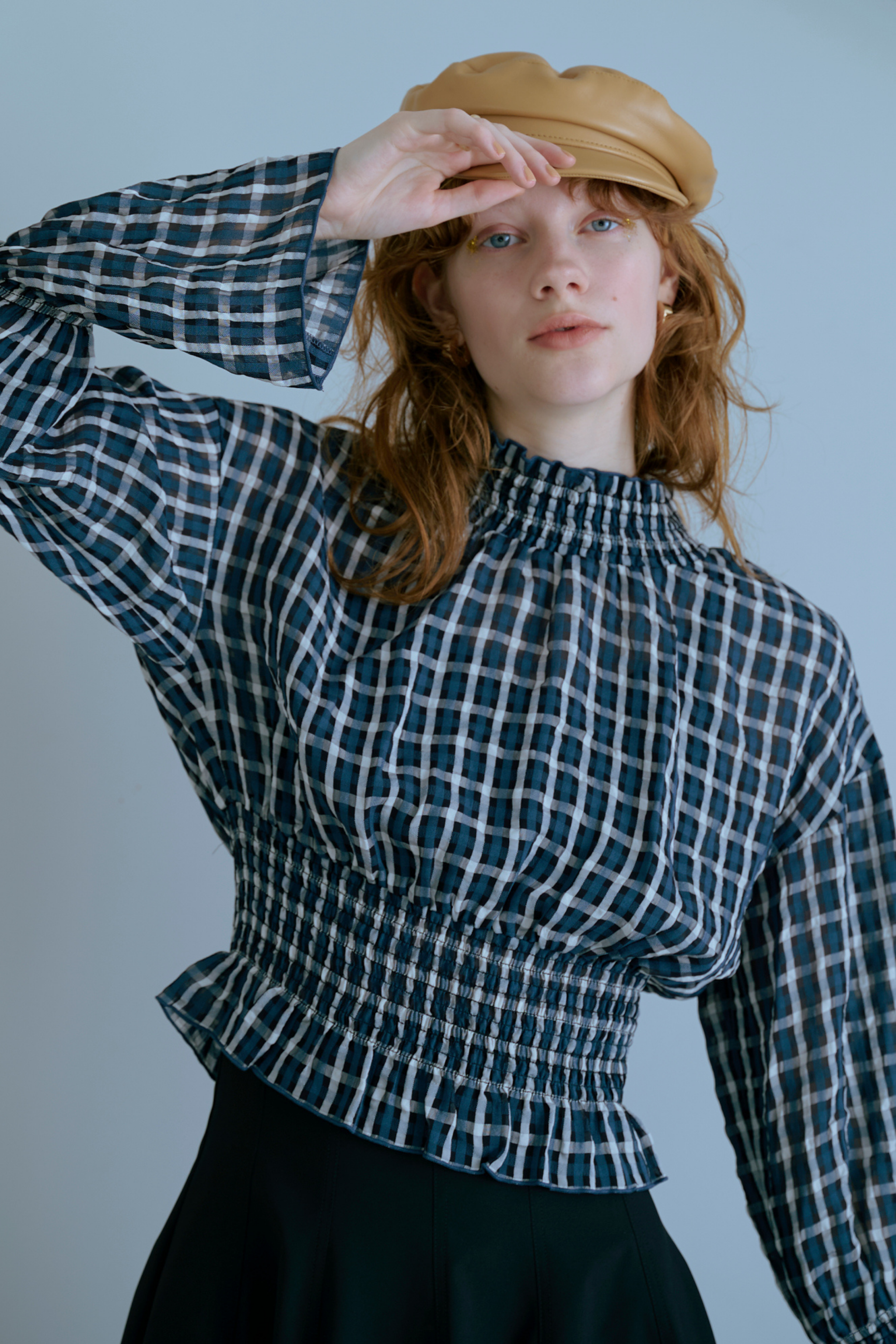Shirring Check Blouse – Lil Ambition Shirring Check Blouse – Lil Ambition