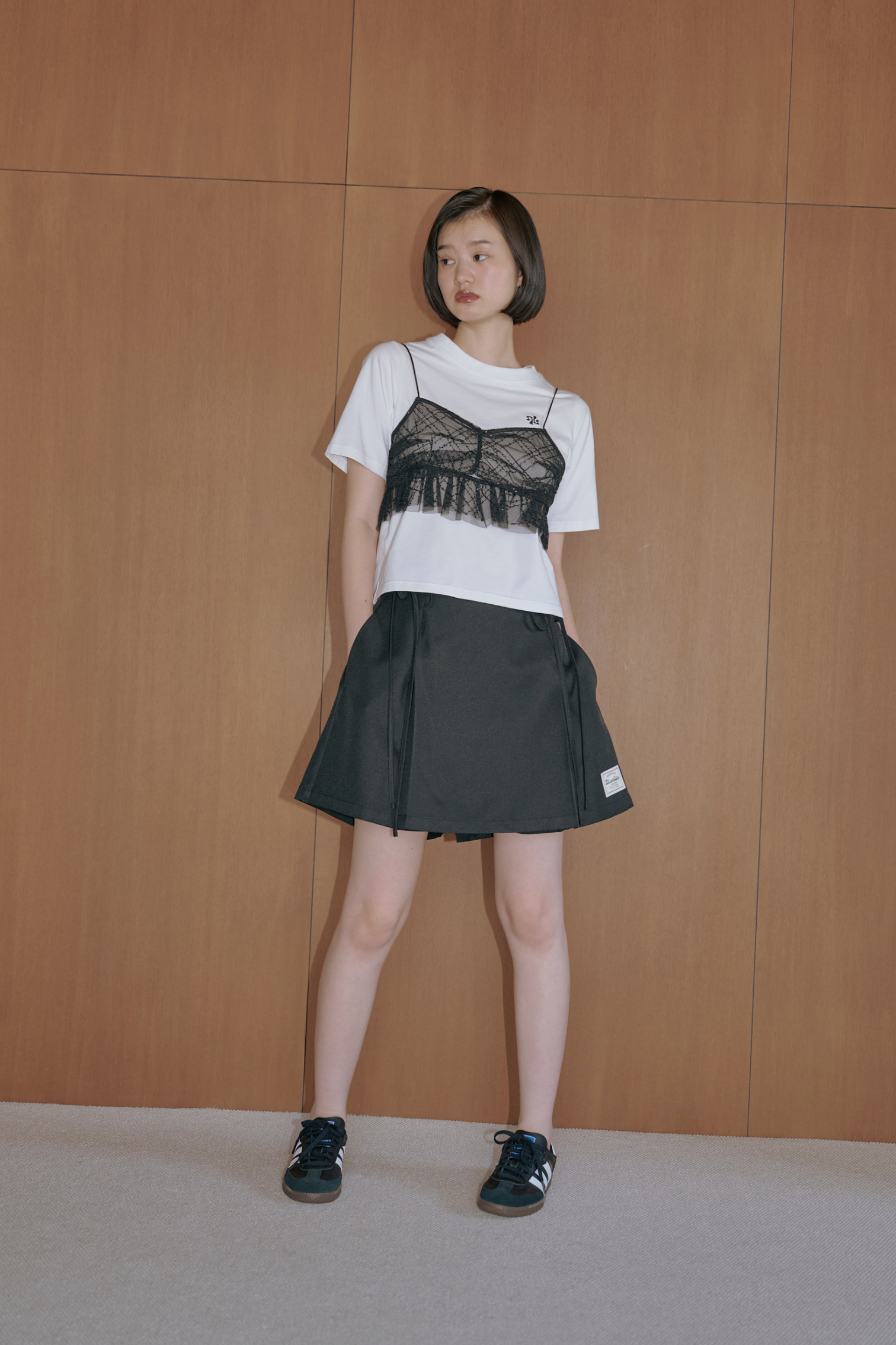 lilLilly リボン キュロットスカート lilLilly スカート スウェットミニキュロットスカート
