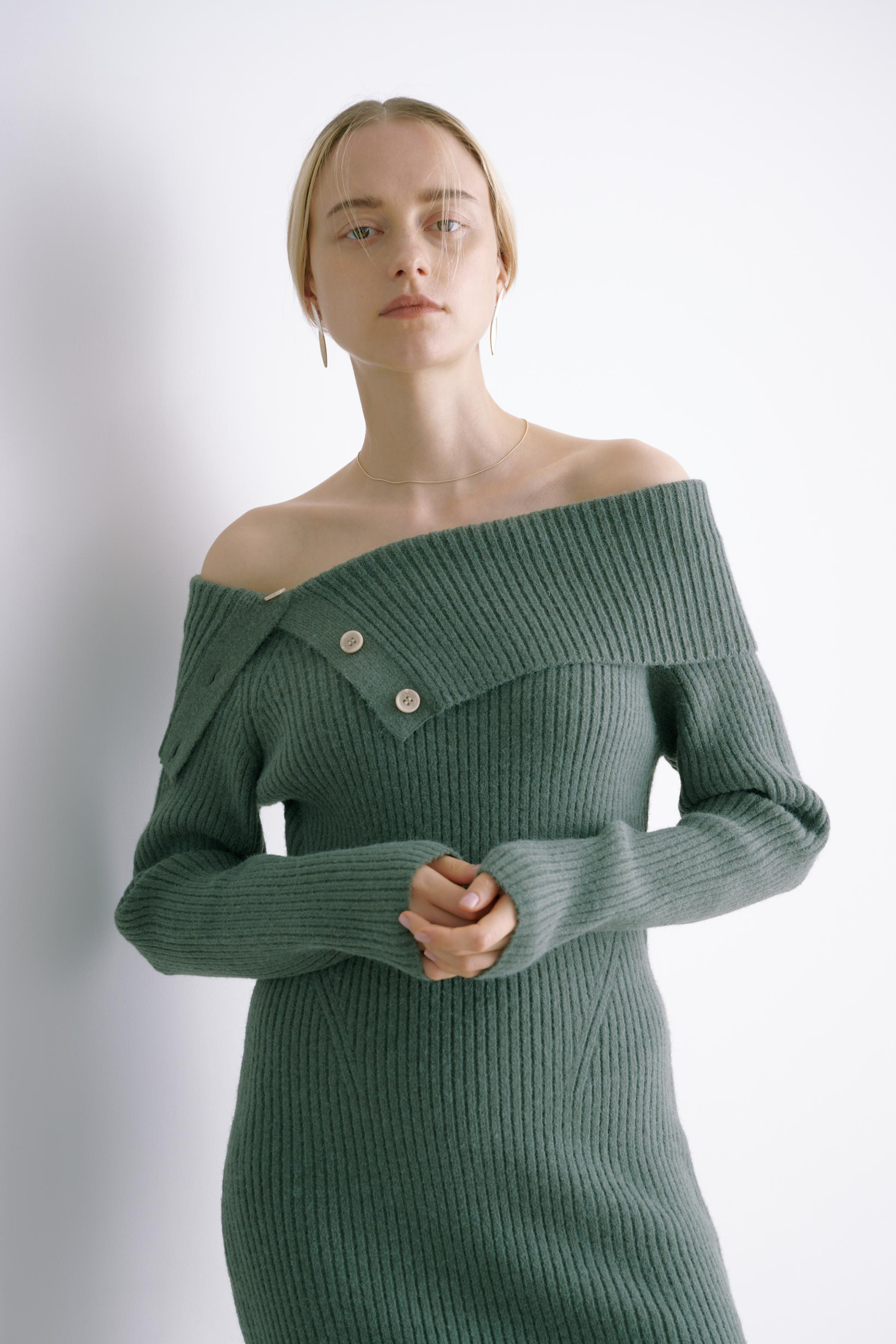 Button Offshoulder Knit Onepiece – Lil Ambition